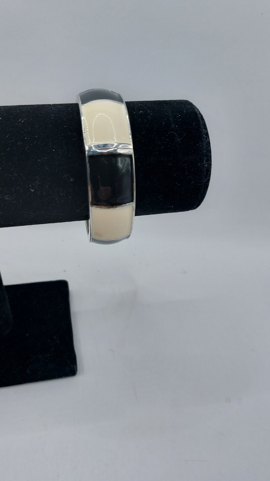 Black White Squares Hinged Bangle Cuff Bracelet S… - image 6