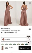 Azazie Gertrude Cedar Rose Chiffon Lace Bridesmaid Dress Size 18