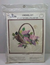 Vtg Family Circle Lilac Cluster Crewel Kit 1974 Spring Flowers Basket D303