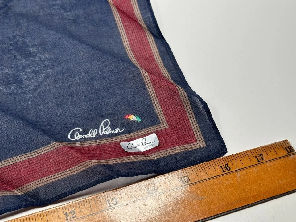 USED ARNOLD PALMER NAVY BLUE SOLID COTTON POCKET SQUARE HANDKERCHIEF MEN - Image 2 of 4