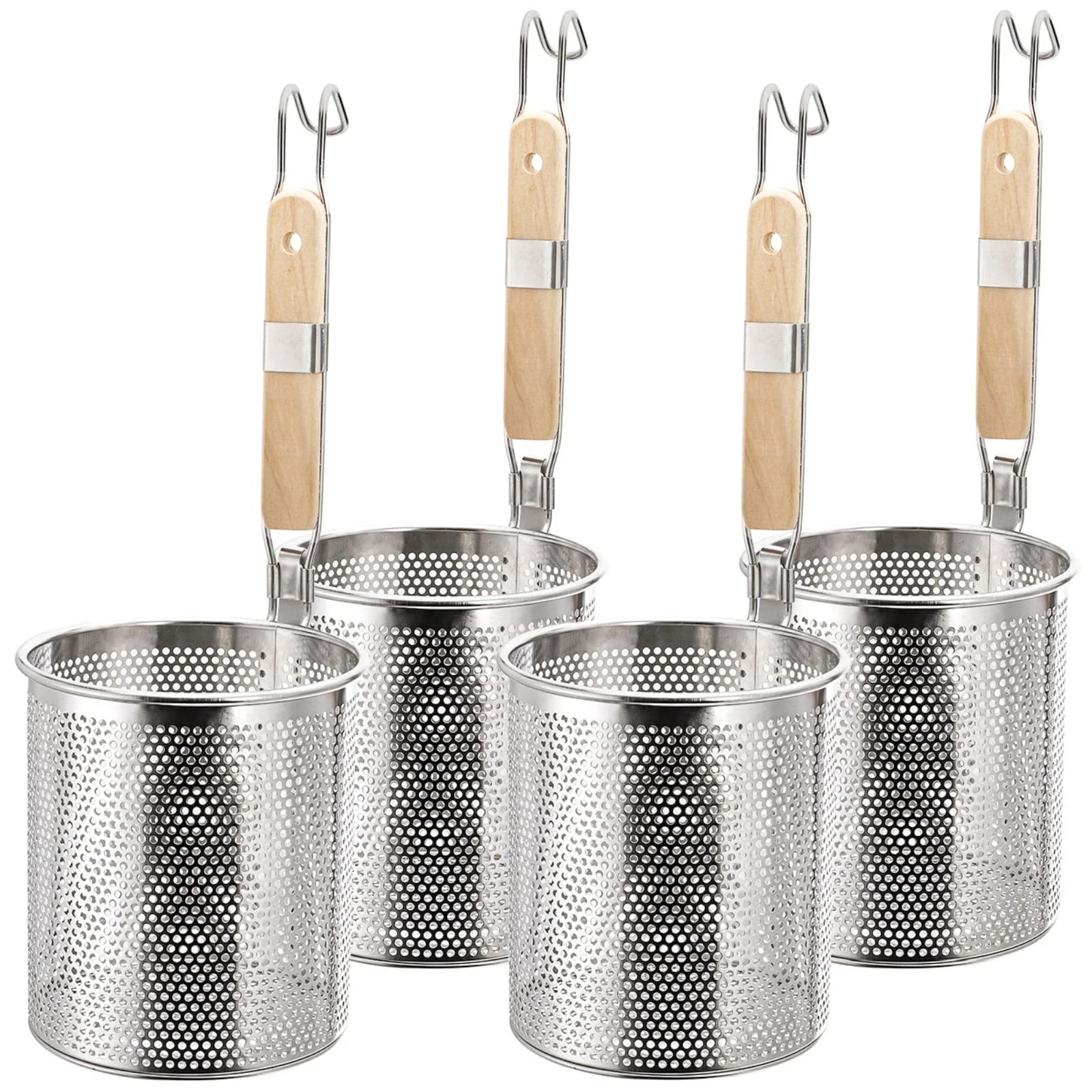 4 PCS Pasta Strainer 5.5x6 Inch Stainless Steel Mesh Spider Noodle Basket