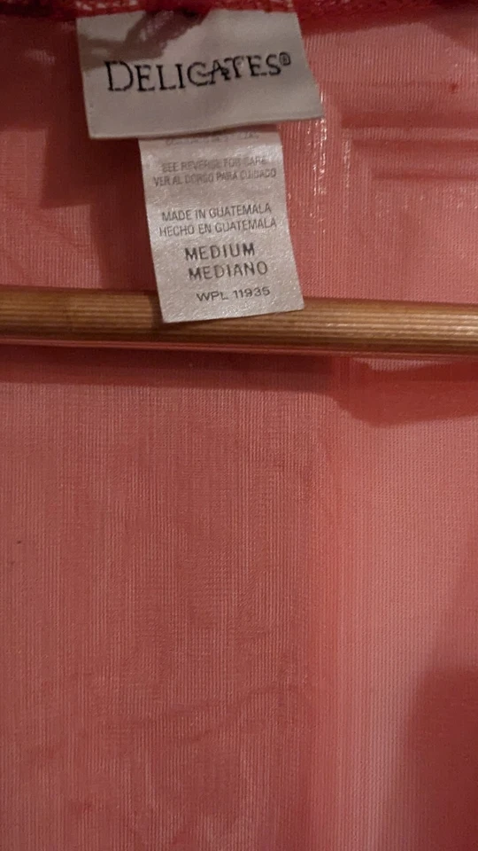 Vintage 80s Deadstock New Old Stock NWT Red Mesh and Lace Lingerie Cover up - Image 2 of 4