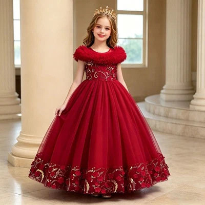 Kinder Prinzessin Highlights Abendkleid Blumenmädchen Hochzeit Party Festkleid - Bild 1 von 4