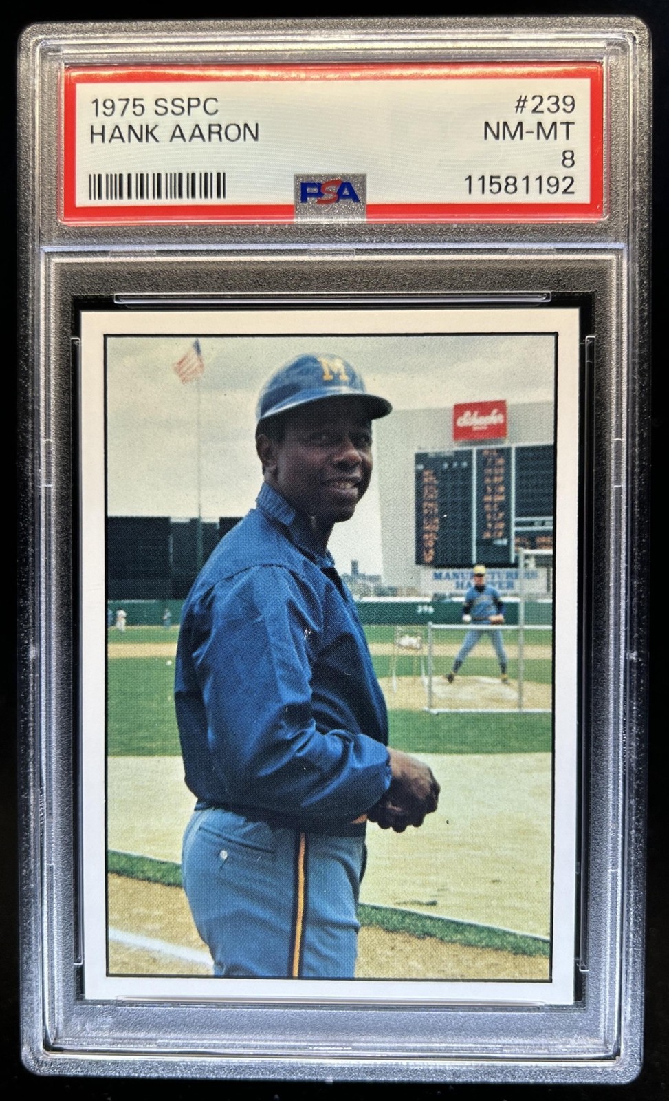 1976 SSPC Hank Aaron #239 Brewers PSA 8