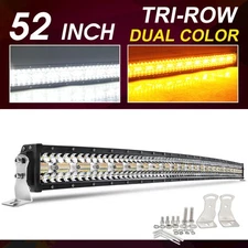 Dual Color 22" 32" 42" 50" 12D Tri-Row Led Light Bar Combo Beam Offroad 4x4 12V