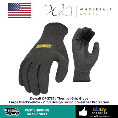 #ad Dewalt DPG737L Thermal Grip Glove Large Black Yellow 2 In 1 Design for Cold $17.99
