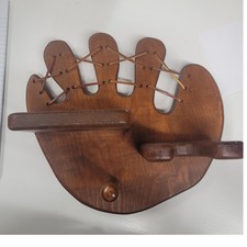 Vintage Baseball Glove Shape Wooden Shelf Wall Decor Sport Kids Room