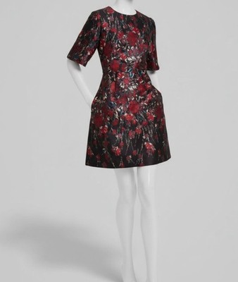 fitted lace wedding dress Floral Print Brocade Fit & Flare Dress main image 0