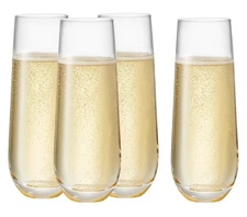 Stemless Champagne Flutes 9.4oz Set Of 4 Mimosas Brunch Wedding Celebrate