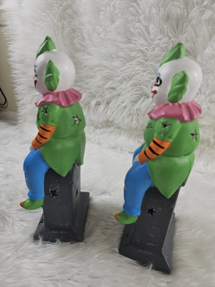 2 Payasos Asesinos Raros Decoración de Halloween Descontinuado Iluminar Mesa Circo Payaso Foto 4 de 4