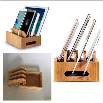 Bambus Ladestation & Multi Device Organizer Für Smartphones,