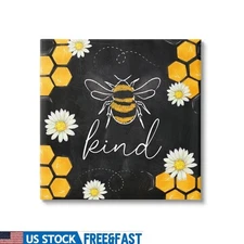 Stretched Canvas Wall Art Bumblebee Honeycomb Insect Decor Ready to Hang New