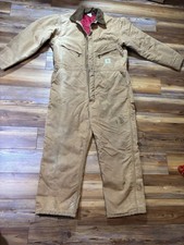 Carhartt 996Q Coveralls Mens 46R Brown Duck Insulated Quilted Lined 90s USA Vtg