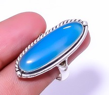 Chalcedony - Brazil 925 Sterling Silver Fine Art Ring Adjustable R28 A337