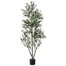 Olive Trees Artificial Indoor 6FT Tall Faux Olive Tree Natural Wood Trunk Lifeli