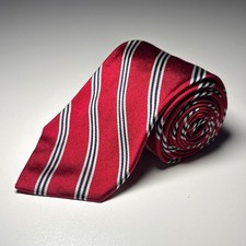 Brooks Brothers Striped Repp Tie Red Silver Silk Necktie Made In USA Tie