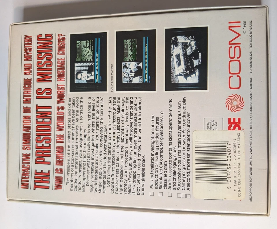 The President Is Missing Game By Cosmi C64 Commodore 64 - Image 2 of 4