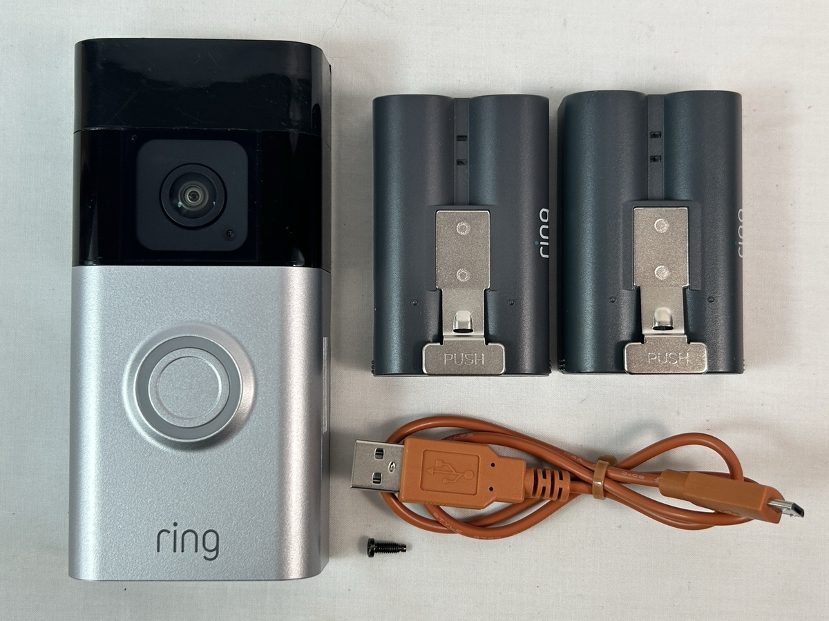 RING BATTERY DOORBELL PLUS 5F77E9 + TWO BATTERIES - TESTED & WORKS