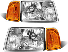 For 2001-2011 Ford Ranger Headlights Assembly Chrome Housing Amber Reflector Rep