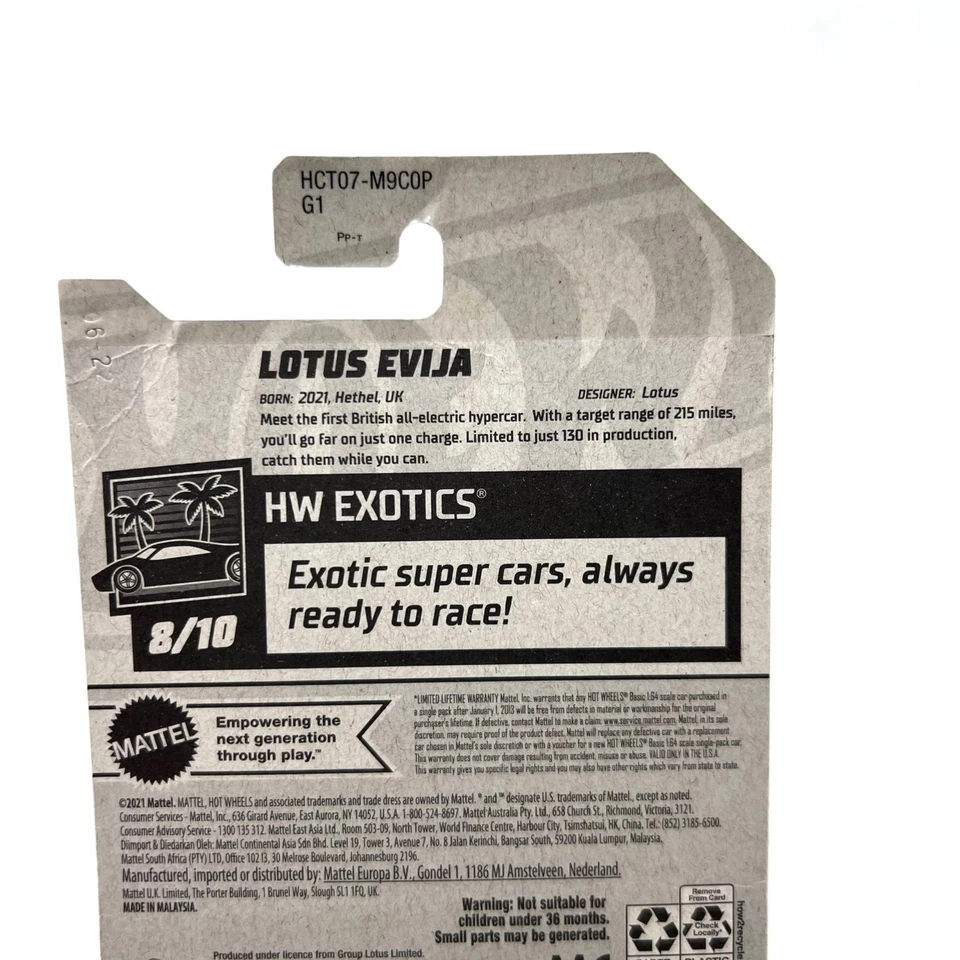 Hot Wheels HW Exotics Lotus Evija verde embalaje dañado Foto 4 de 4