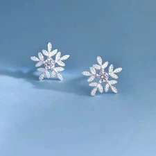 Women's Copper Snowflake Holiday Pierced Earrings Jewelry Gift