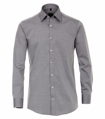 VENTI Herren Businesshemd Langarm Kent Modern-Fit Silbergrau