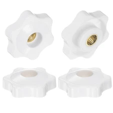 4pcs Star Knobs M6 Thread 32mm Head Through Hole Clamping Handles White