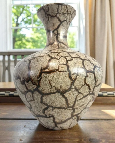 Royal Haeger Safari Glaze Vase Mid Century Modern Crackle Ceramic 10.75” MCM