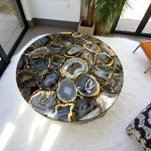 Coffee Table Round, Living Room Table, Wild Agate End Table, Stone Home Decor - 第 1/7 張圖片