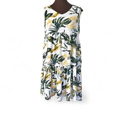 Charlie Paige Women's Tropical Dress Sleeveless Tiered Resort Beach Coverup Sz M