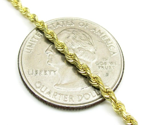 Mens Womens 14K Yellow Gold Hollow 2MM Diamond Cut Rope Chain Bracelet 7" - 8" - Picture 4 of 5