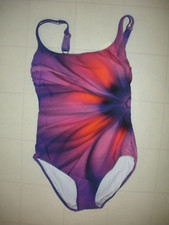 GOTTEX Purple Belle Fleur 1 Pc Square Neck Tank Style Swimsuit Sz 8 NWT