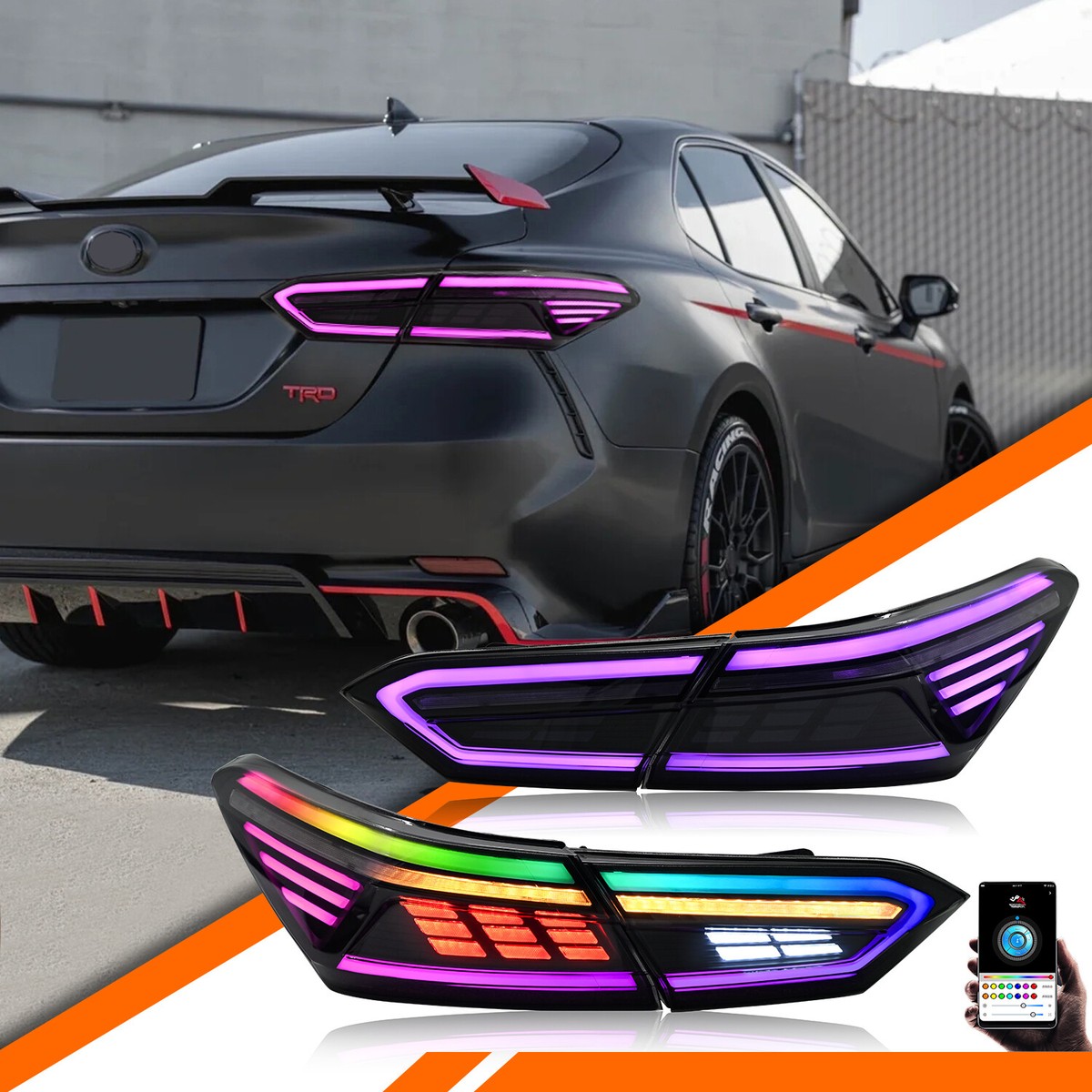 RGB LED Tail Lights for Toyota Camry 2018-2023 Sequential Turn
