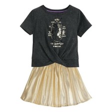 Disney Store Girls T-Shirt  Skirt Set Jasmine Aladdin Gold Dress Skirt Princess
