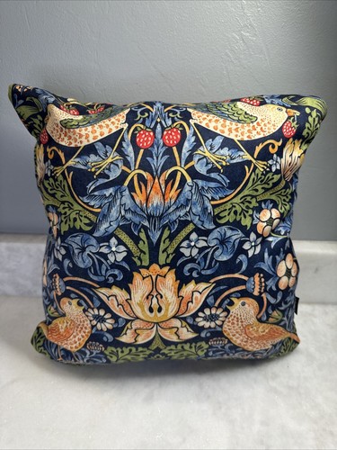 William Morris Strawberry Thief Floral Pillow Cover - 16x16 Short Plush, Zipper