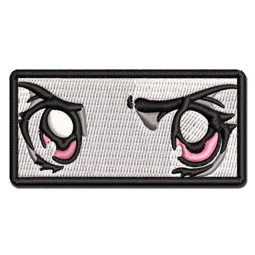 Angry Suspicious Anime Manga Augen rosa bestickt Bügelbild Patch Applikation - Bild 1 von 5