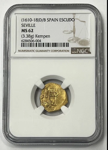 1610-1618 Spain Philip III Gold Cob Escudo NGC MS62 The FINEST KNOWN