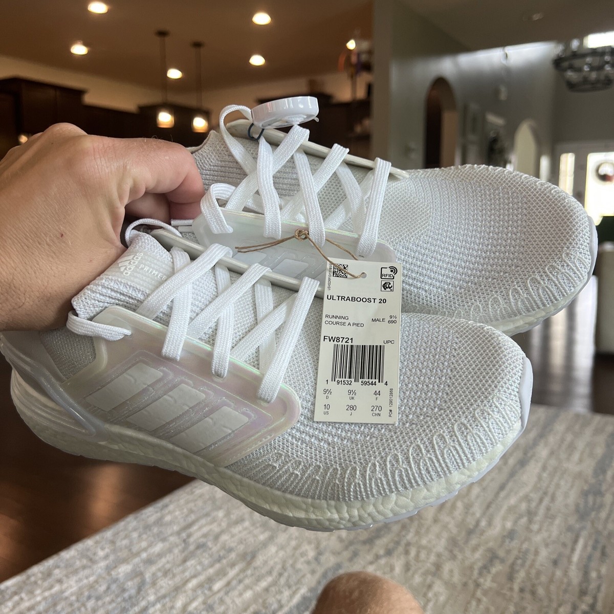Size 10 adidas UltraBoost 20 White Iridescent 2020