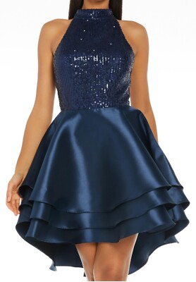 Quiz, Navy Sequin Halter Neck Satin Mini Dress, Size UK 8 | eBay UK Quiz, Navy Sequin Halter Neck Satin Mini Dress, Size UK 8 | eBay UK