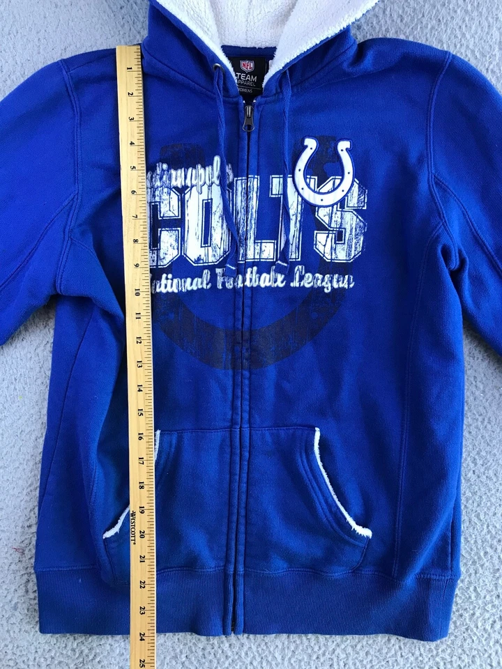 Chaqueta para mujer Indianapolis Colts grande azul cremallera completa con capucha bolsillos NFL logotipo Foto 3 de 4