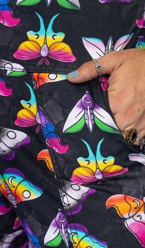 RUN AND FLY Pride Moths Print Twill Cotton Dungarees 4XS-4XL LGBT+ Rainbow Cute - Picture 2 of 7