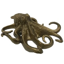 Antique Brass Color Octopus Paperweight Vintage Maritime Nautical Beach Decor 
