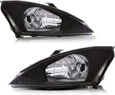 Black Fits 2000-2004 Ford Focus Headlights Head Lamps Leftright Pair 00-04