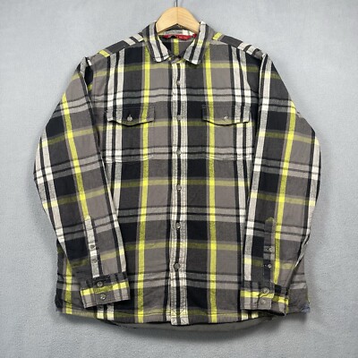 Eastern Mountain Sports EMS Shirt Men's Large Gray Black Fleece Lined Shacket