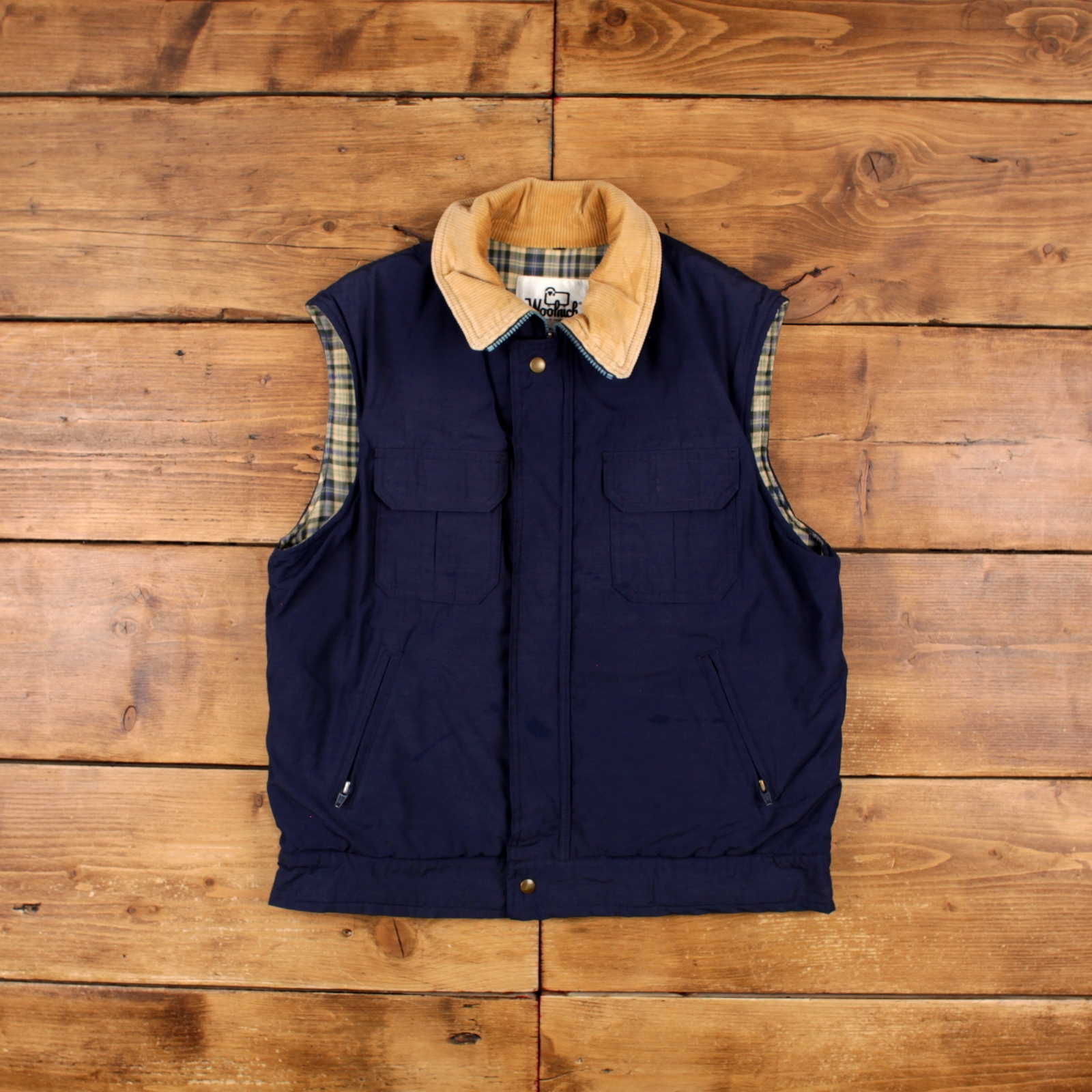 Vintage Woolrich Workwear Gilet L 90s Vest Gilet USA Made Blue