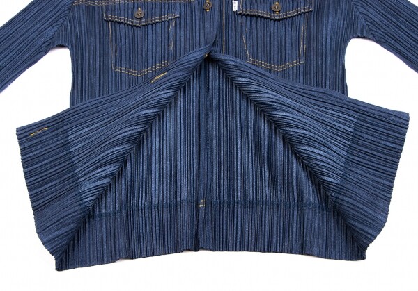 PLEATS PLEASE Denim Printed Stitch Jacket Size 4(K-134861 PLEATS PLEASE Denim Printed Stitch Jacket Size 4(K-134861