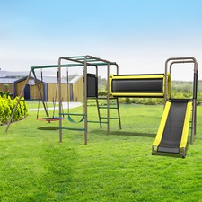 6 in1 Swing Set with 2 Swing Heavy Duty Double Reinforced Climbing Rope Backyard