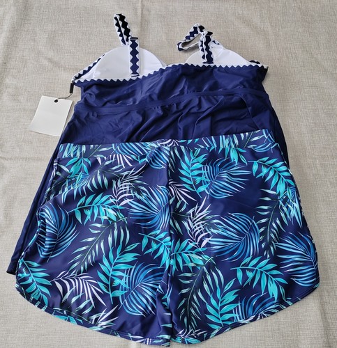 Hanna Nikole Tankini Set UK28 Plus Size High Waist Ruffled Floral Swimwear - Picture 4 of 8