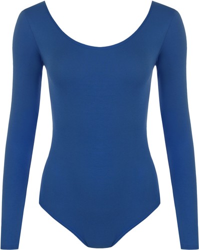 New Womens Plain Round Neck Long Sleeve T Shirt Stretchy Leotard Bodysuit Top - Picture 27 of 82
