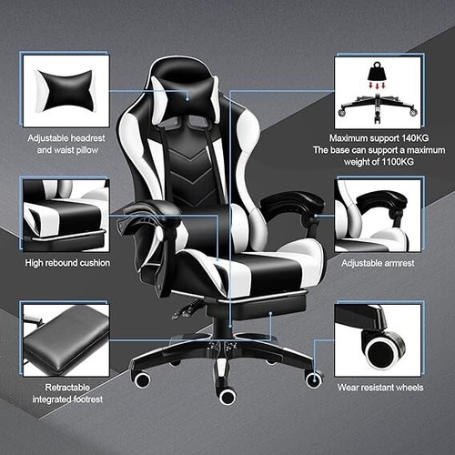 Ergonomic Gaming Chair Racing Style Office Seat Adjustable High Back for Adults - Picture 3 of 50